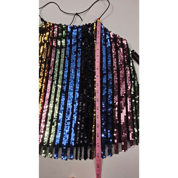 NWT almost famous y2k glam rainbow sequin celebration new years tank top sz M - Picture 8 of 8